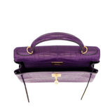 Hermès 28cm Kelly Retourne Amethyst Matte Alligator Gold Hardware