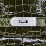 Hermès 35cm Birkin Vert Olive Shiny Porosus Crocodile Diamond Hardware