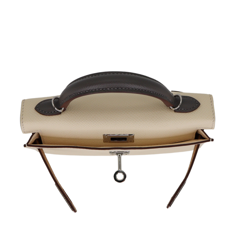 Hermès Kelly II Sellier Mini Tricolor Nata/Chai/Gris Meyer Epsom Palladium Hardware
