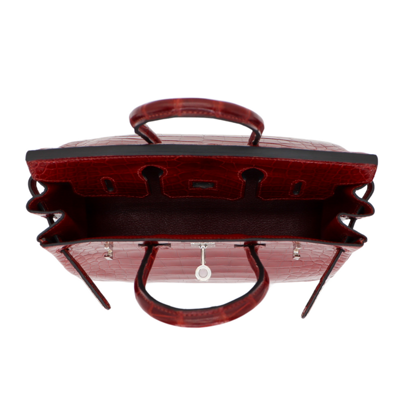 Hermès 25cm Birkin Rouge H Shiny Alligator Palladium Hardware