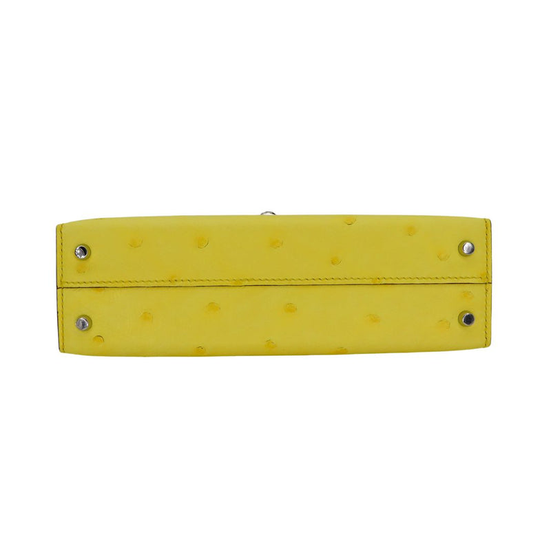 Herm�s Kelly Mini II Jaune Citron Ostrich Palladium Hardware