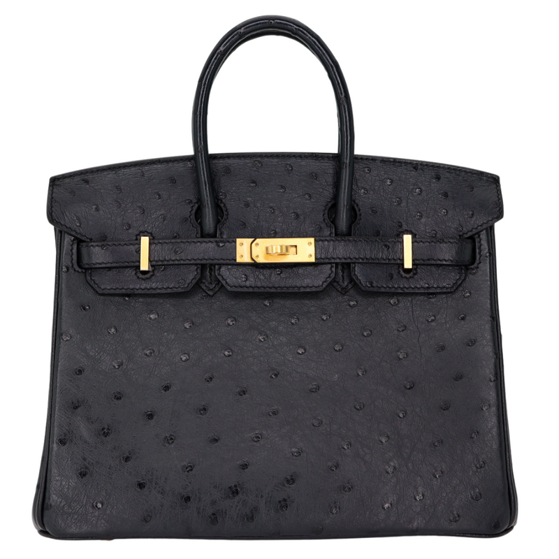 Hermès 25cm Birkin HSS Black/Rouge H Ostrich Brushed Gold Hardware