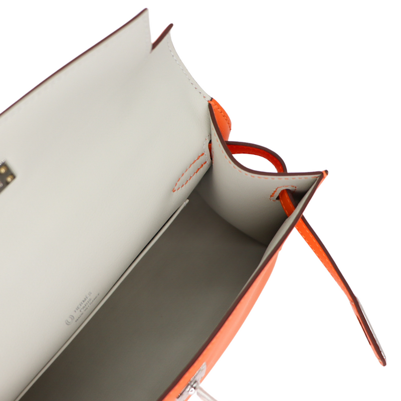 Hermès Kelly Pochette HSS Orange/Gris Perle Swift Leather Palladium Hardware