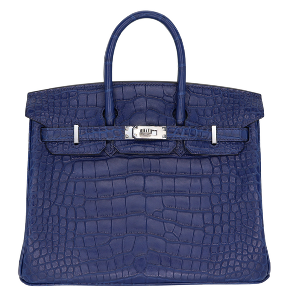 Hermès 25cm Birkin Bleu Saphir Matte Alligator Palladium Hardware