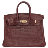 Hermès 25cm Birkin Bordeaux Matte Alligator Gold Hardware