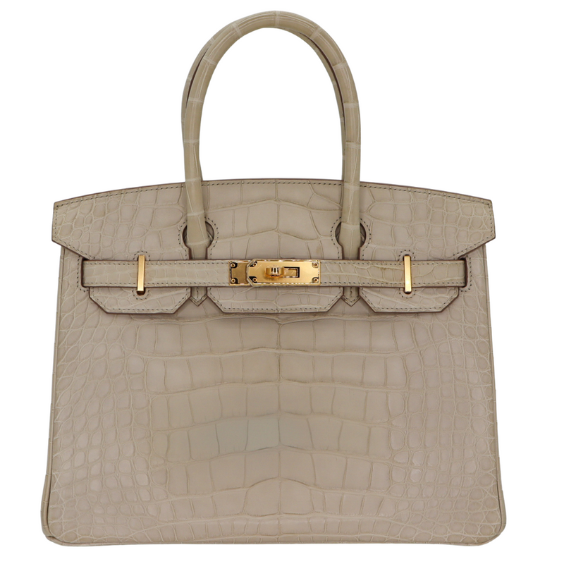Hermès 30cm Birkin Beton Matte Alligator Gold Hardware