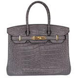 Hermès 30cm Birkin Gris de Paris Matte Alligator Gold Hardware