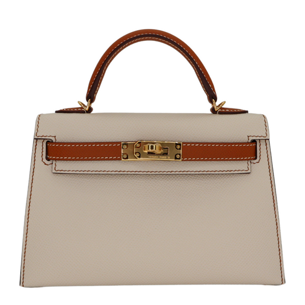 Hermès Kelly II Sellier Mini HSS Craie/Gold Epsom Leather Permabrass Hardware