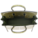 Hermès 35cm Birkin Vert Olive Shiny Porosus Crocodile Diamond Hardware