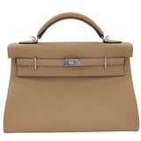 Hermès 42cm Kelly Maxi Beige Marfa Togo Leather Palladium Hardware