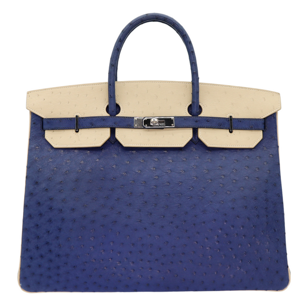 Hermès 40cm Birkin HSS Bleu Roi/Parchemin Ostrich Palladium Hardware