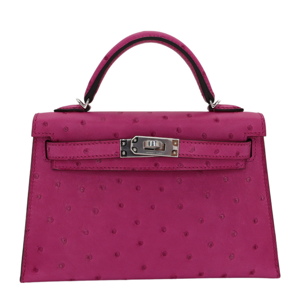Hermès Kelly II Sellier Mini Rose Poupre Ostrich Palladium Hardware