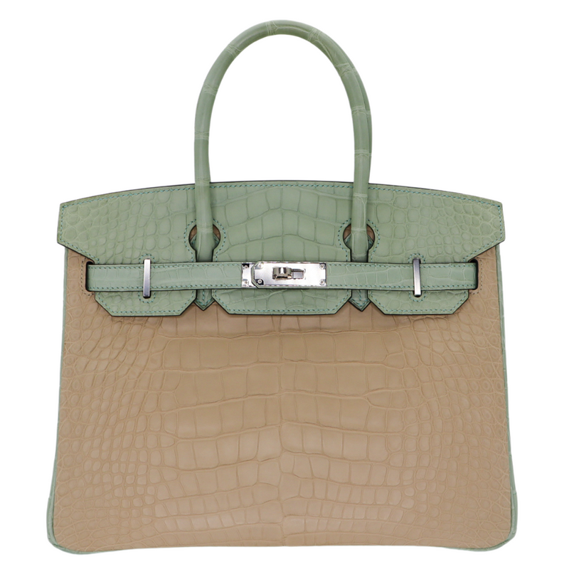 Hermès 30cm Birkin Trench/Vert D’Eau Matte Alligator Palladium Hardware