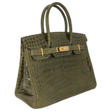 Hermès 30cm Birkin Vert Olive Shiny Niloticus Crocodile Gold Hardware
