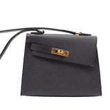 Hermès Kelly en Desordre Black Epsom Leather Gold Hardware