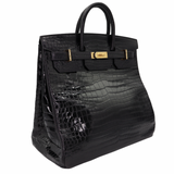 Hermès 40cm HAC Black Shiny Alligator Gold Hardware