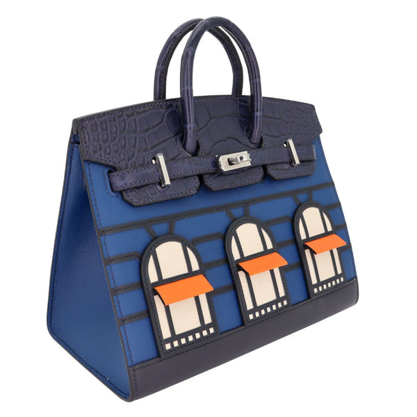 Herm�s 20cm Birkin Sellier Faubourg House Night Palladium Hardware