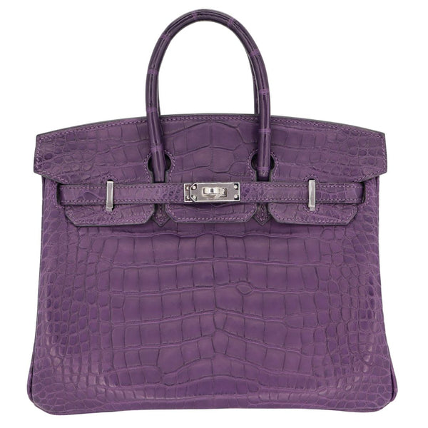 Herm�s 25cm Birkin Amethyst Matte Alligator Palladium Hardware