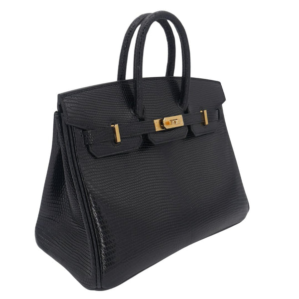 Herm�s 25cm Birkin Black Lizard Gold Hardware