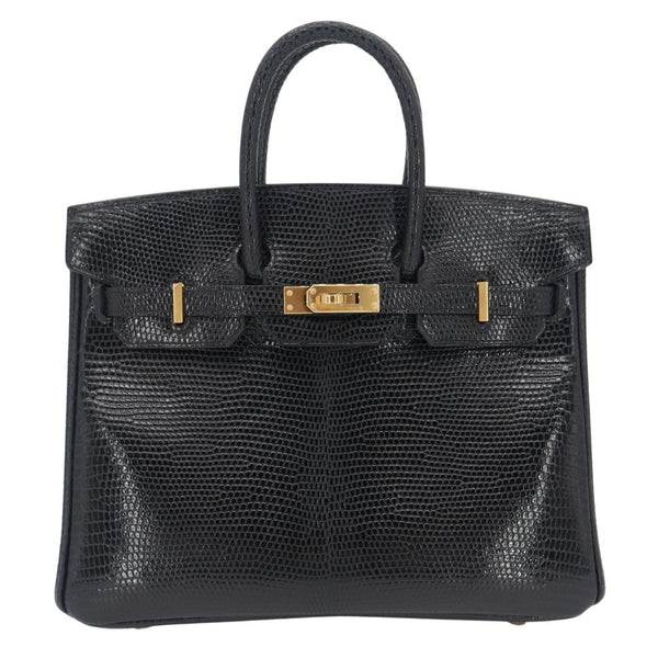 Herm�s 25cm Birkin Black Lizard Gold Hardware