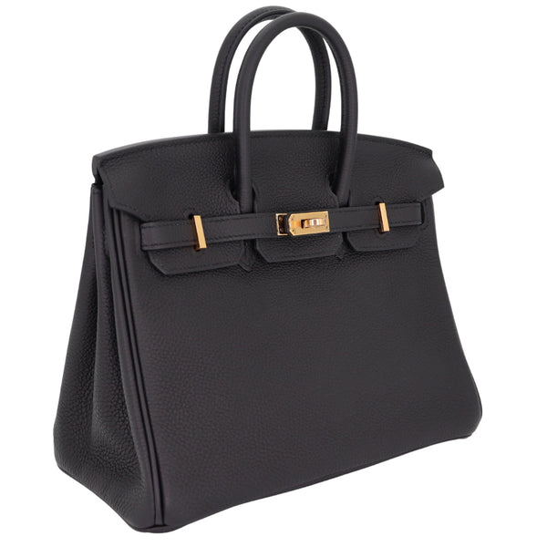 Herm�s 25cm Birkin Black Togo Leather Rose Gold Hardware