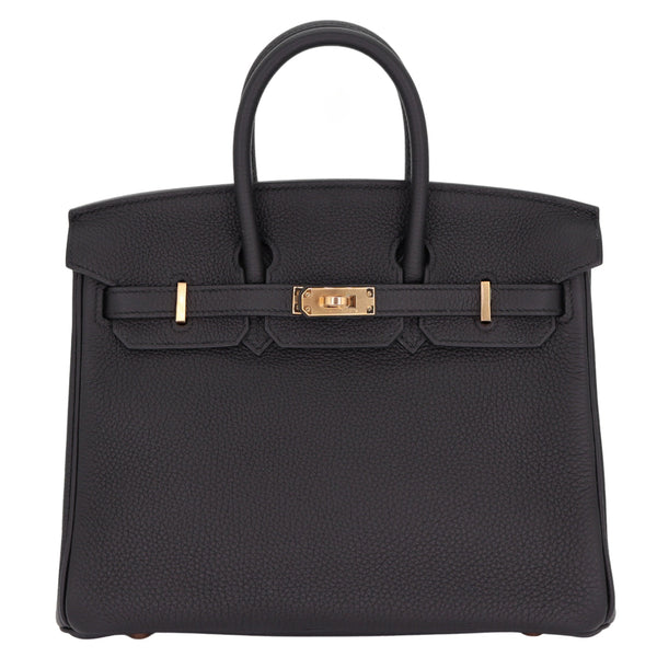 Herm�s 25cm Birkin Black Togo Leather Rose Gold Hardware