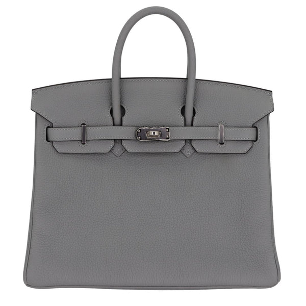 Herm�s 25cm Birkin Bleu Lin Togo Leather Palladium Hardware