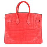 Herm�s 25cm Birkin Bougainvillea Matte Alligator Gold Hardware