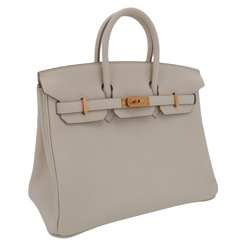 Herm�s 25cm Birkin Craie Togo Leather Rose Gold Hardware
