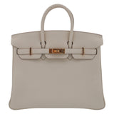Herm�s 25cm Birkin Craie Togo Leather Rose Gold Hardware