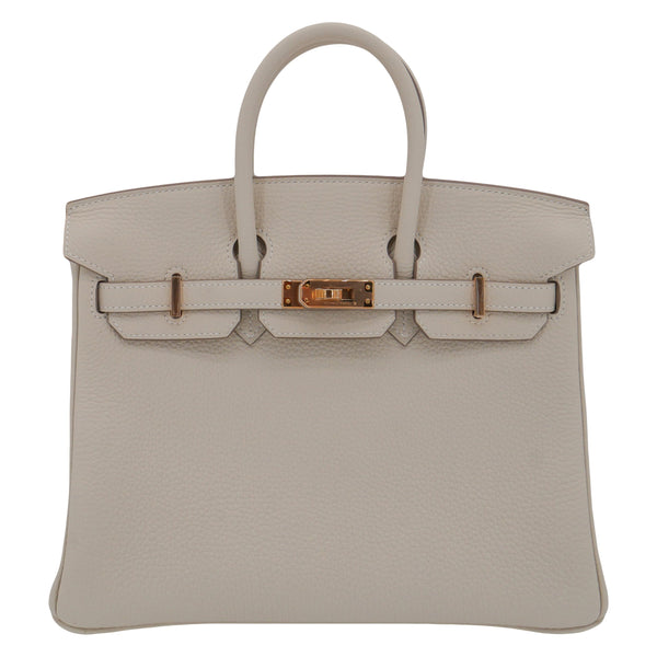 Herm�s 25cm Birkin Craie Togo Leather Rose Gold Hardware