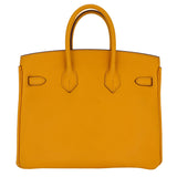 Herm�s 25cm Birkin Jaune Ambre Togo Leather Palladium Hardware