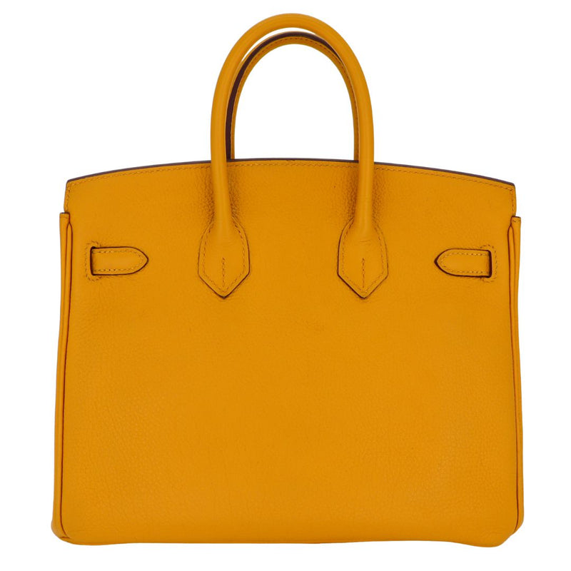 Herm�s 25cm Birkin Jaune Ambre Togo Leather Palladium Hardware