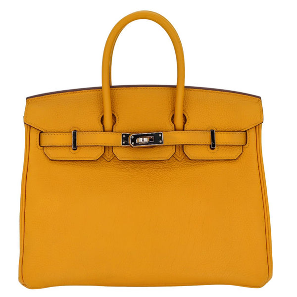 Herm�s 25cm Birkin Jaune Ambre Togo Leather Palladium Hardware