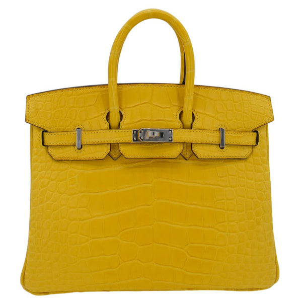 Herm�s 25cm Birkin Mimosa Matte Alligator Palladium Hardware