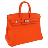 Herm�s 25cm Birkin Orange Minium Togo Leather Palladium Hardware