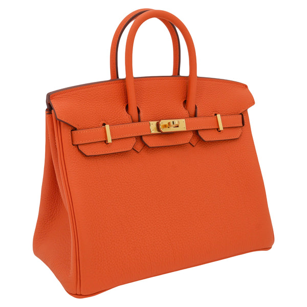 Herm�s 25cm Birkin Orange Togo Leather Gold Hardware