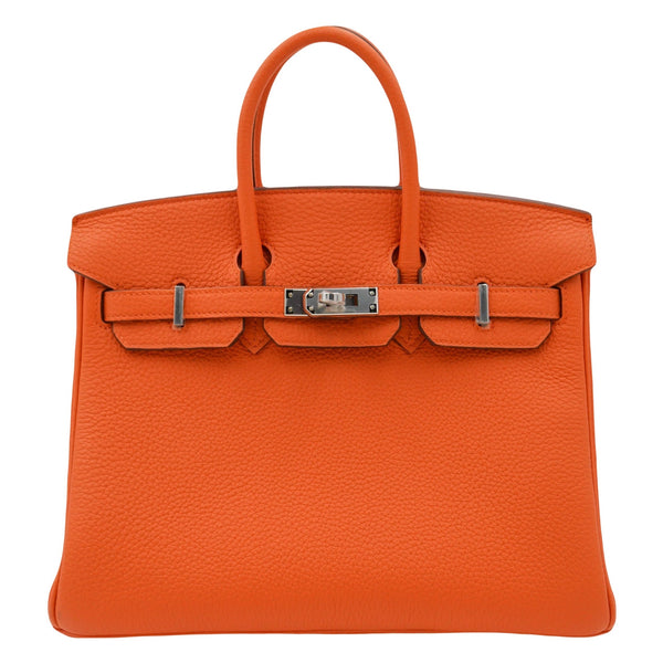 Herm�s 25cm Birkin Orange Togo Leather Palladium Hardware