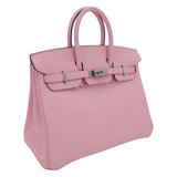 Herm�s 25cm Birkin Rose Sakura Swift Leather Palladium Hardware