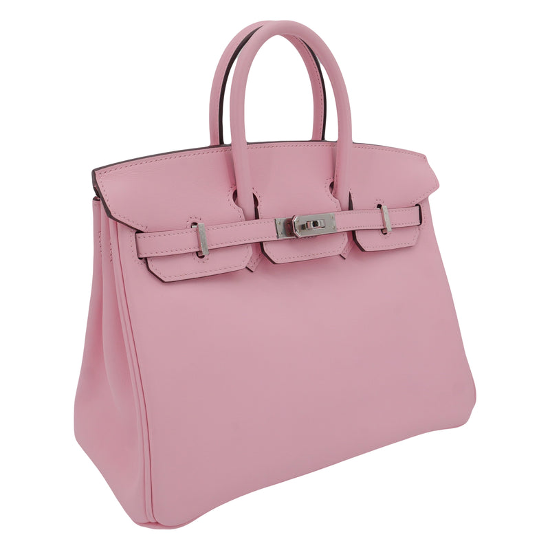 Herm�s 25cm Birkin Rose Sakura Swift Leather Palladium Hardware