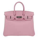 Herm�s 25cm Birkin Rose Sakura Swift Leather Palladium Hardware