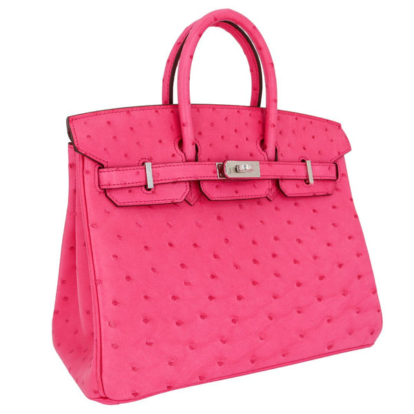 Herm�s 25cm Birkin Rose Tyrien Ostrich Palladium Hardware