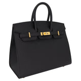 Herm�s 25cm Birkin Sellier Black Epsom Leather Gold Hardware