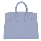 Herm�s 25cm Birkin Sellier Bleu Brume Epsom Leather Palladium Hardware