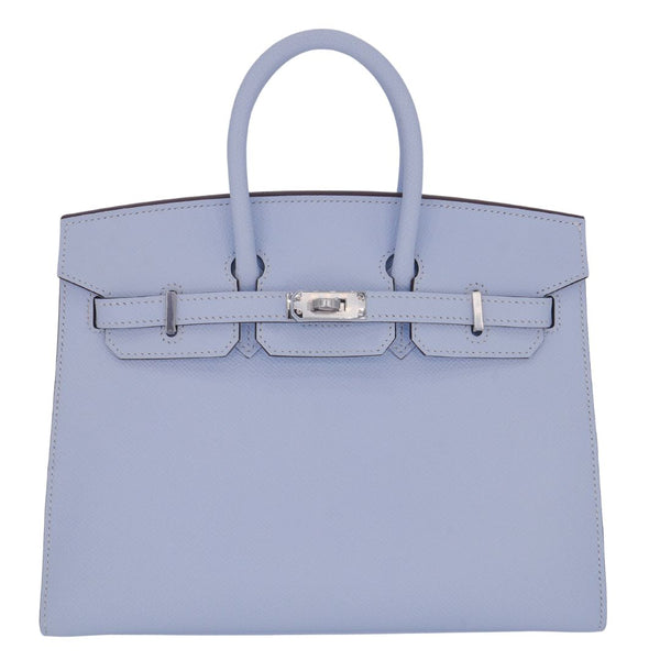 Herm�s 25cm Birkin Sellier Bleu Brume Epsom Leather Palladium Hardware