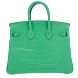 Herm�s 25cm Birkin Vert Comics Matte Alligator Palladium Hardware