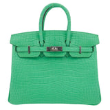 Herm�s 25cm Birkin Vert Comics Matte Alligator Palladium Hardware