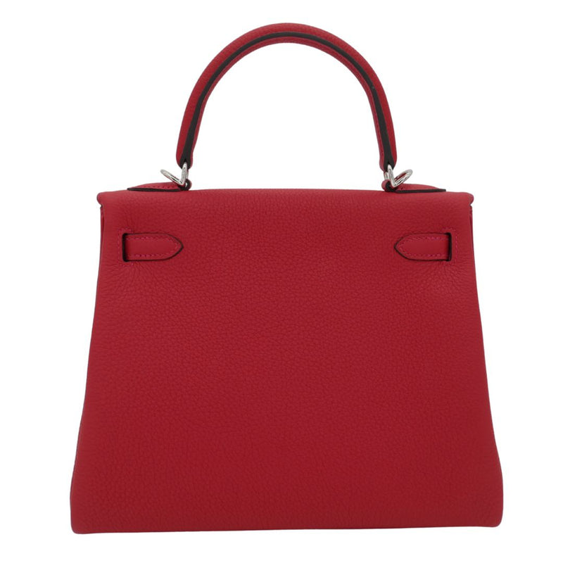 Herm�s 25cm Kelly Retourne Rouge Casaque Togo Leather Palladium Hardware