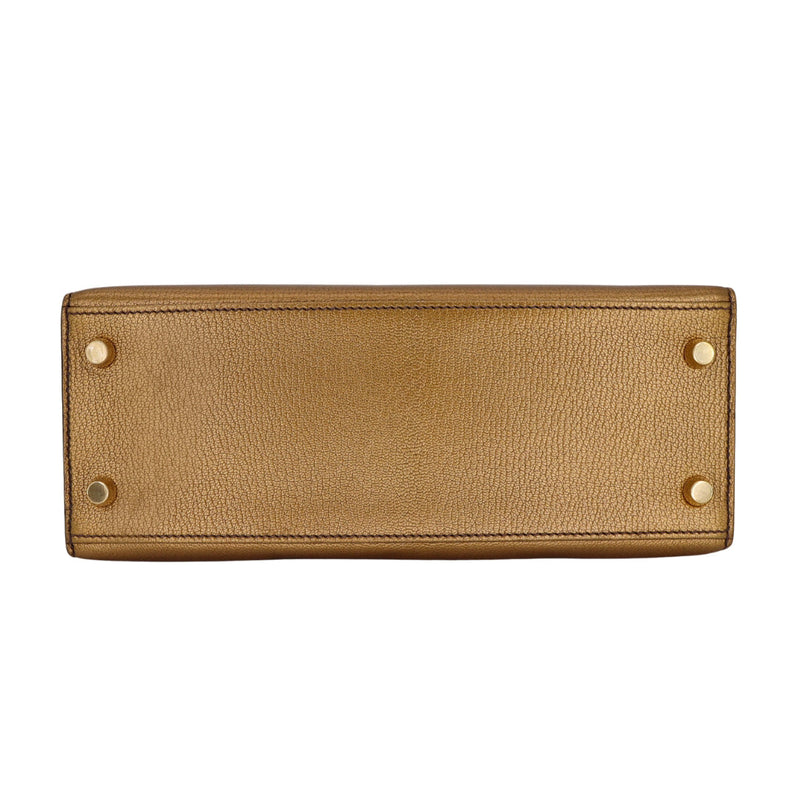 Herm�s 25cm Kelly Sellier Bronze Metallic Ch√®vre Gold Hardware