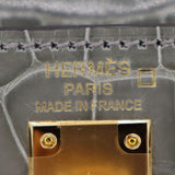 Herm�s 25cm Kelly Sellier Gris Cement Shiny Alligator Gold Hardware